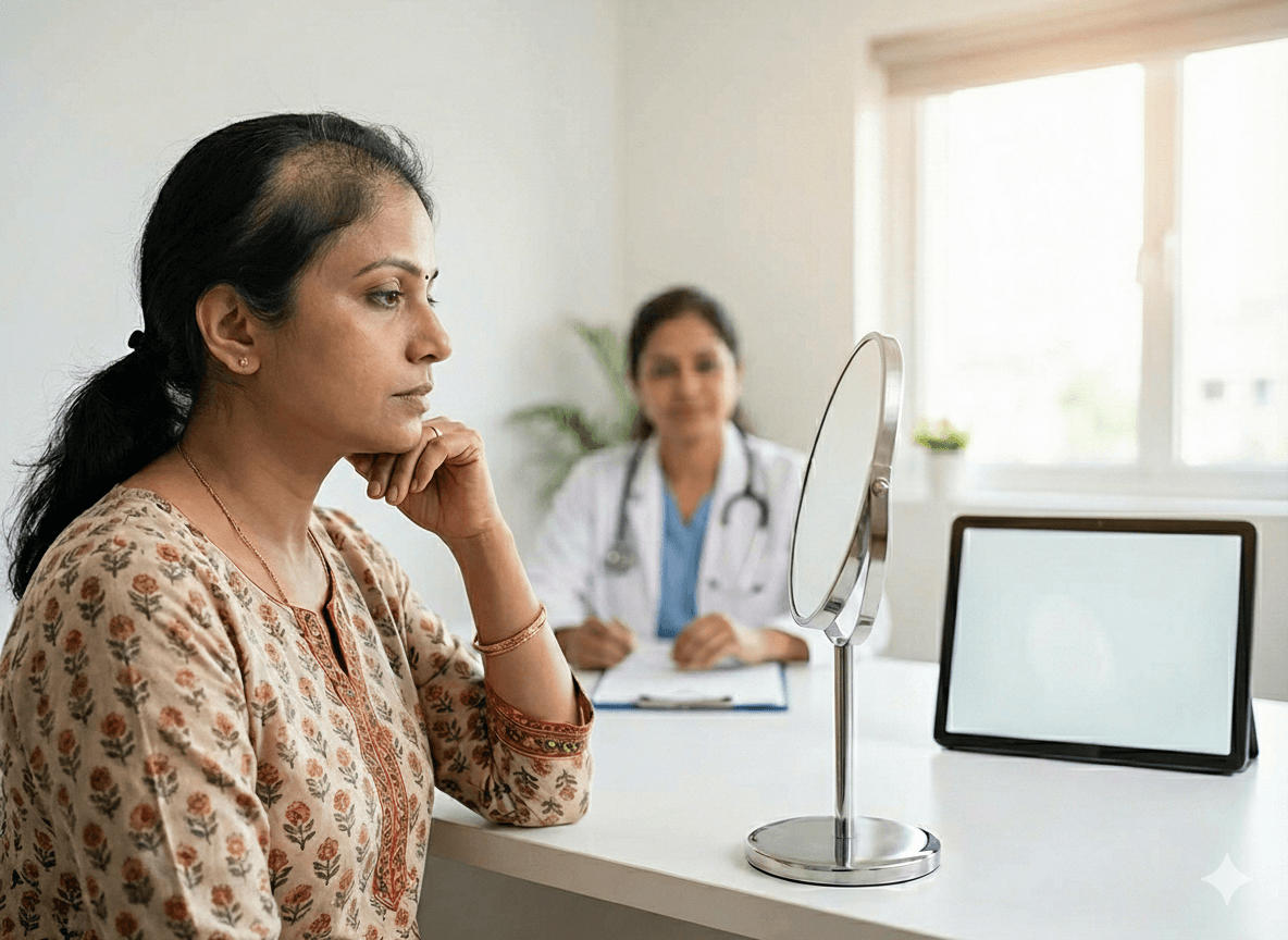 Indian Woman with Baldness