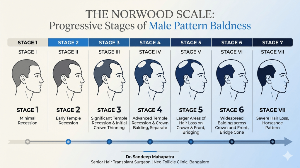 Male Pattern Baldness Progession Norwood Scale